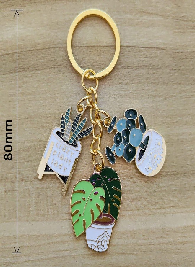 Meimimix Cute Fashion Keychain Ladies Succulent Potted Succulent Shaped Keychain Golden Car Keychain Jewelry for Friends - Image 3